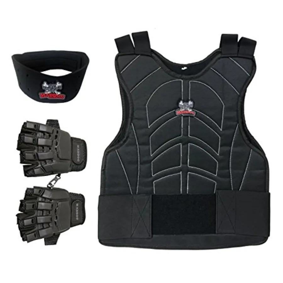 

Спортивный защитный комплект для пейнтбола и страйкбола: легкий набор с мягким нагрудным протектором, полупальцевыми перчатками и защитой шеи