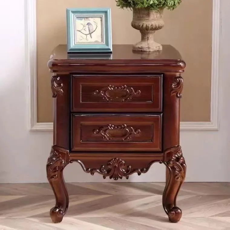 All Solid Wood Bedside Table Modern American European Walnut Complete Household Bedroom Bedside Storage Locker Drawer