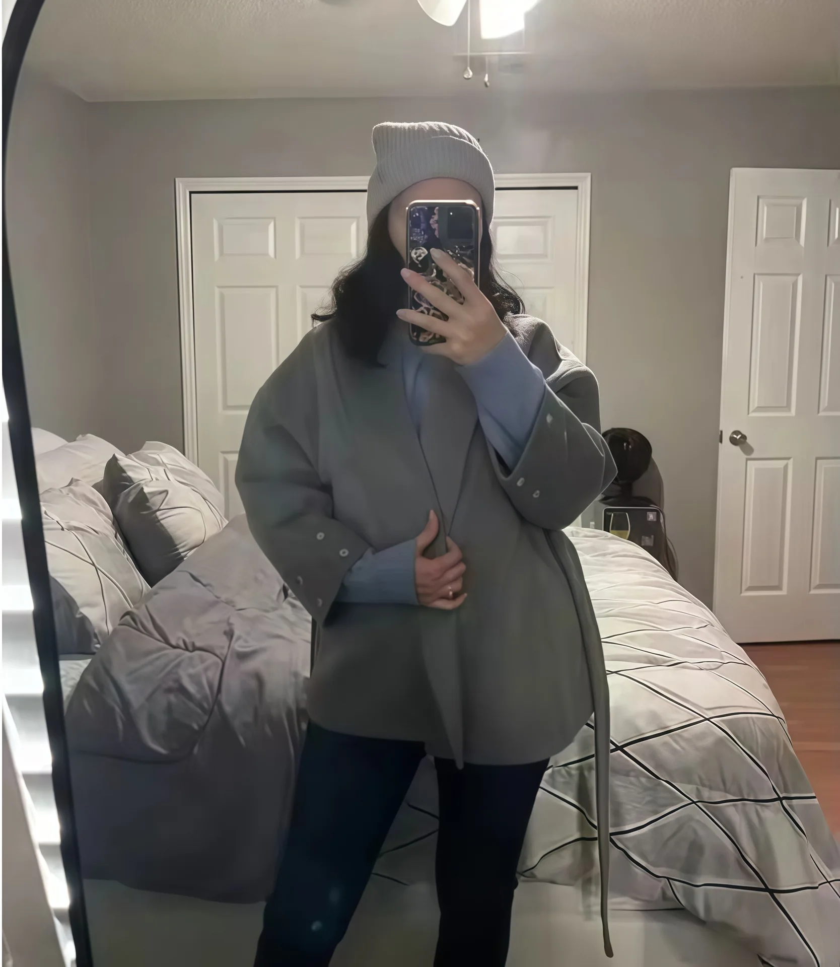 BJTZ النبيذ الأحمر الفراء الكفة حجم كبير مع حزام معطف الصوف جديد ملفوفة طويلة الأكمام سترة المرأة موضة ماريا خريف شتاء 2024