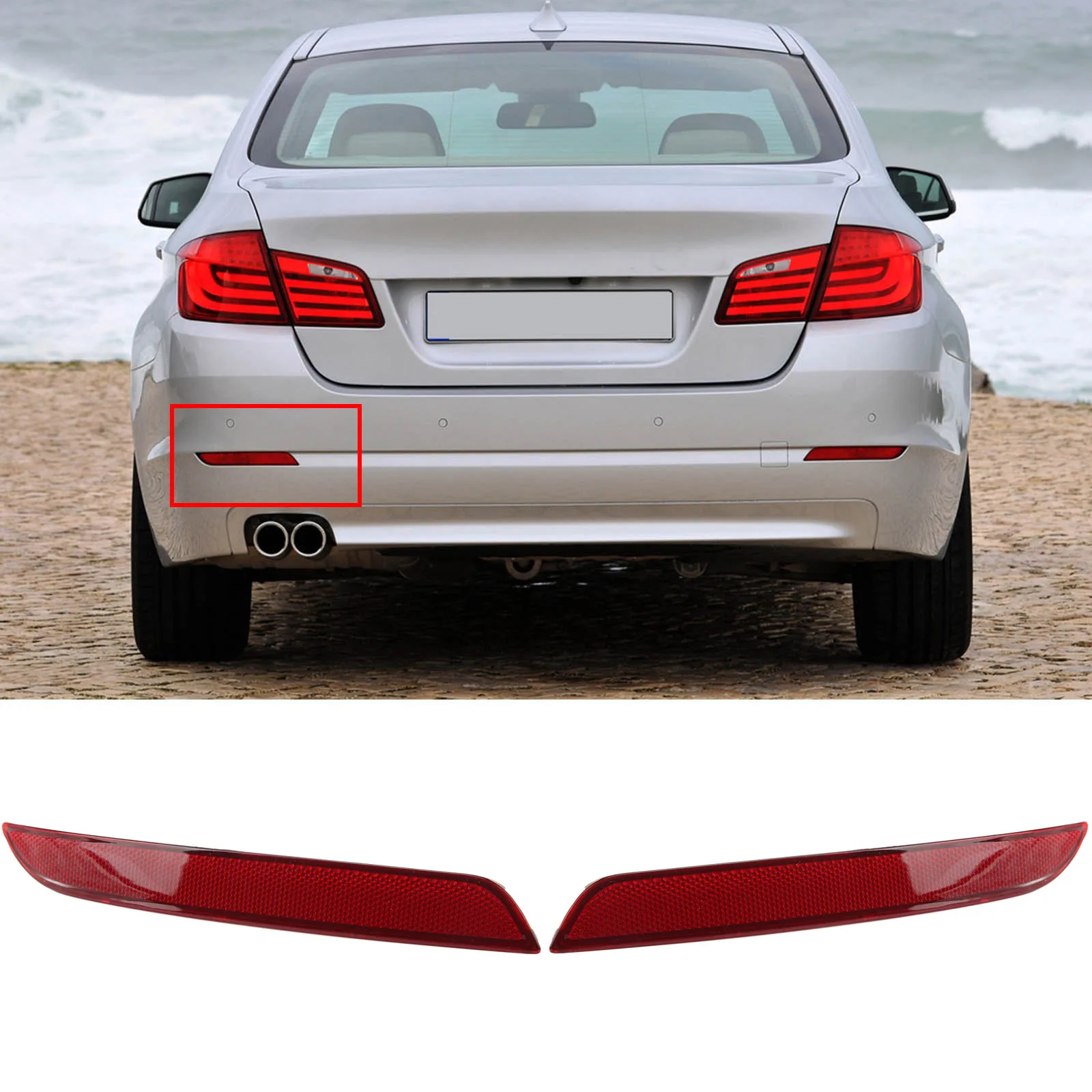 Car Rear Bumper Reflector Red High Visibility ABS For BMW F10 5 SERIES 2010‑2016 Left Right 63147842955 63147842956