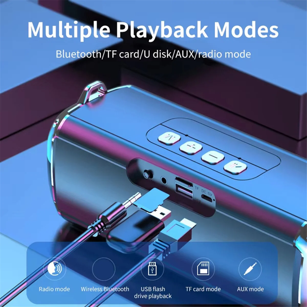 

【Сlash&Deal!】{RGB-динамик Портативный беспроводной музыкальный плеер и ремни для душа со светодиодной подсветкой Bluetooth 5.0 TF USB-C Aux