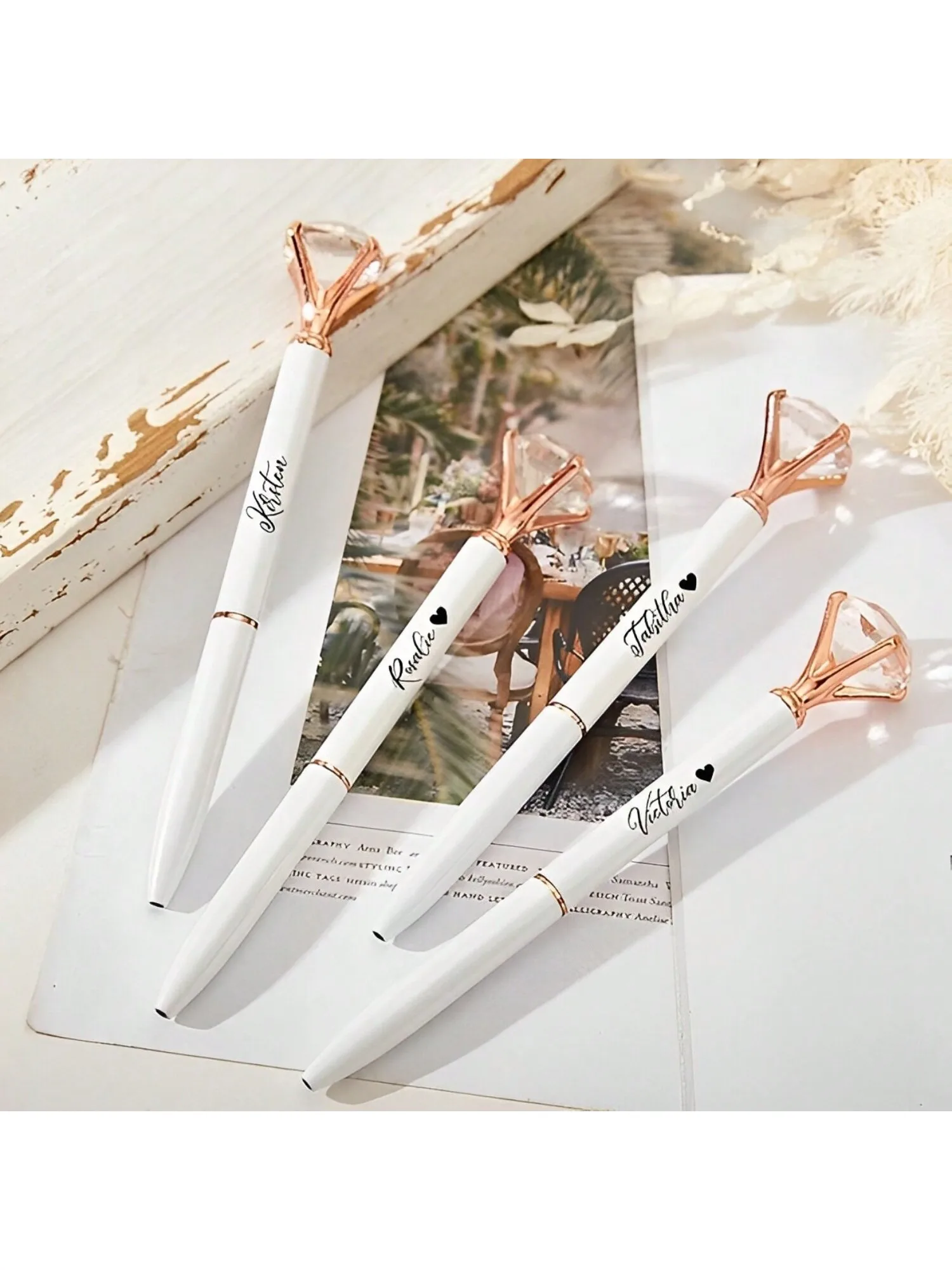 1pc Minimalist Personalized Diamond Ballpoint Pen, Custom Name Pen for Study & Work, Christmas & Party Gift