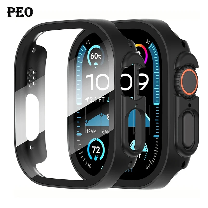 Glass+case For Apple Watch Ultra 49mm PC Bumper+Screen Protector Tempered luxury box Cover for apple watch ultra 2 Accessories