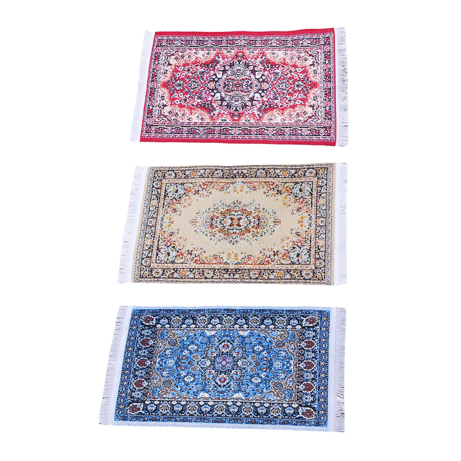 1:6 1:12 Woven Rug 17x10cm Mini Turkish Mat for Home Living Room Ornaments