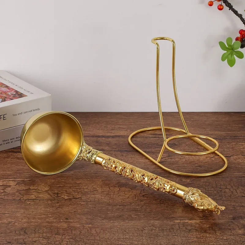 Vintage Ethnic Horse Head Carved Metal Milk Spoon Long Handle Antique Tea Stirrer Folk Craft Decorative Tableware Kitchen