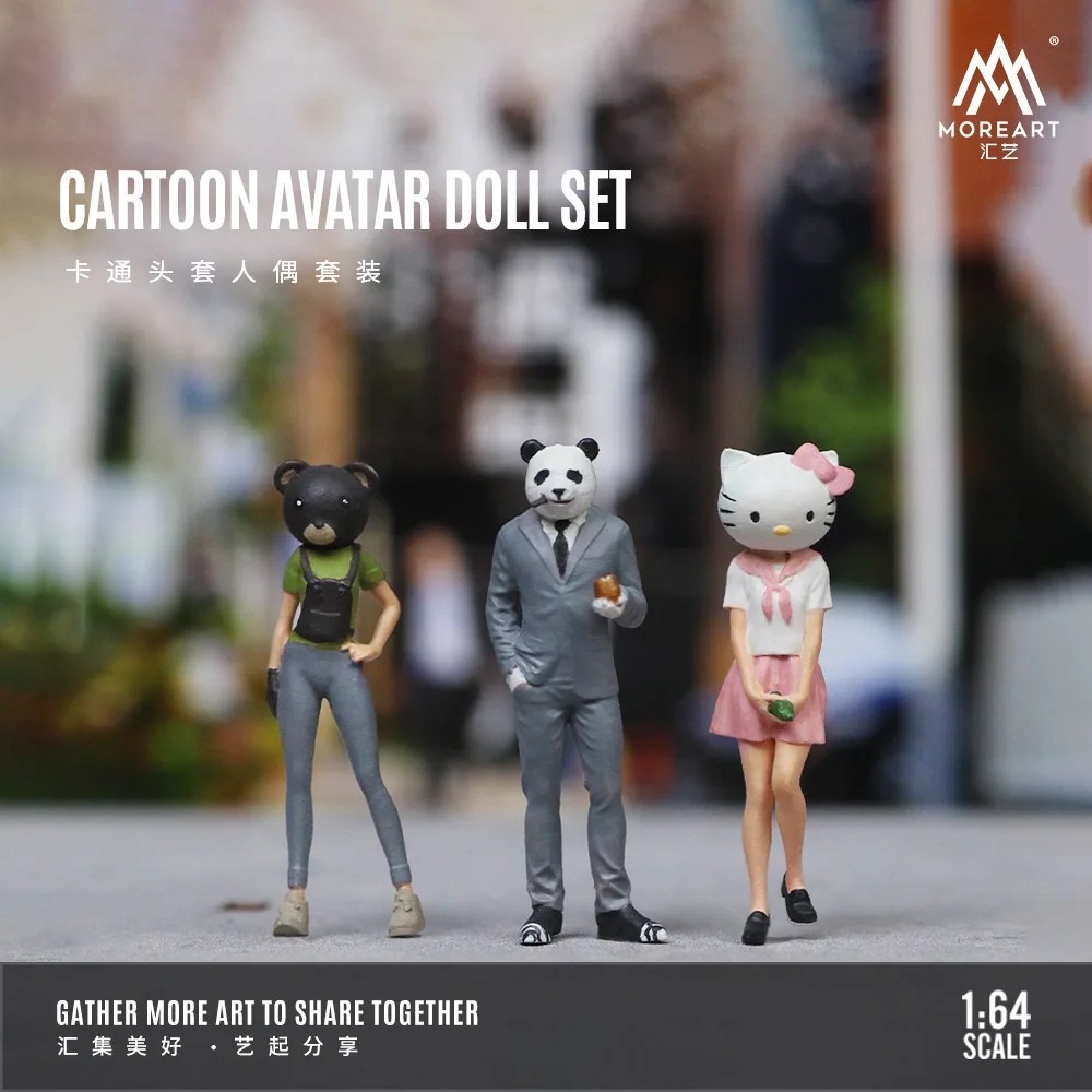 MoreArt 1/64 mini Three cartoon head set resin figure model set