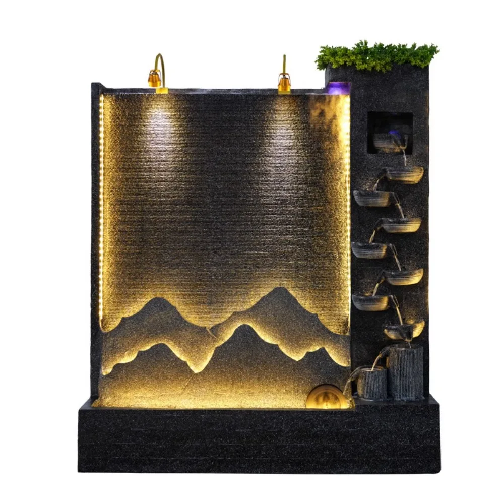 

Rockery water fountain entrance water curtain wall decoration living room villa hotel decoration landscape