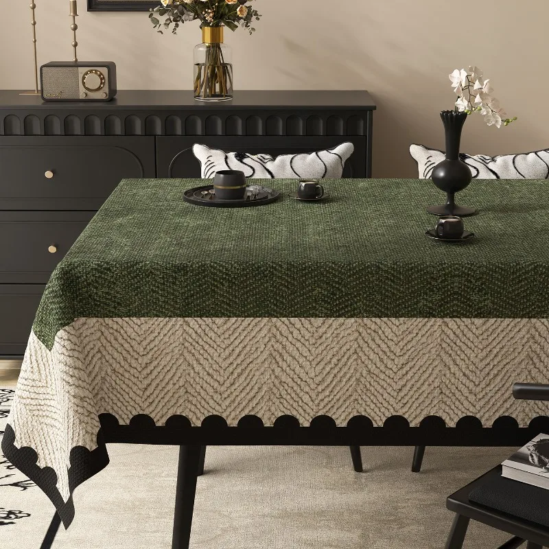 Tablecloth waterproof and oil-proof leave-in table mat light luxury high-end green coffee table view 4
