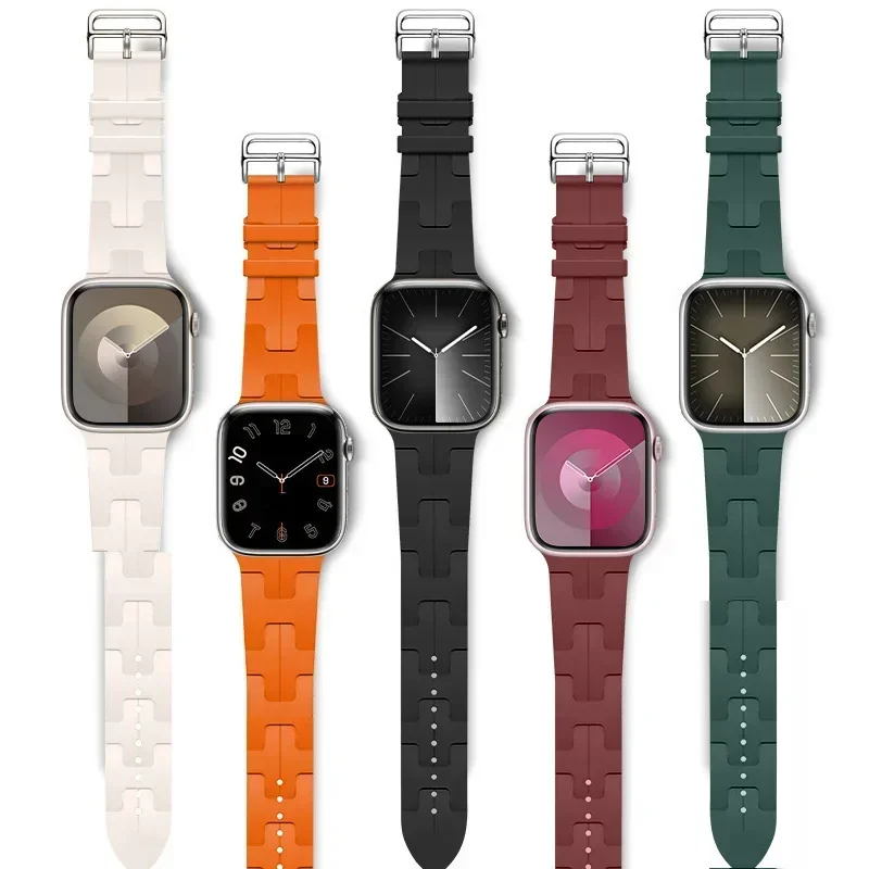 Silicone Strap For Apple Watch 10 9 8 7 45mm 41mm 42mm 46mm Ultra 2 49mm Sports Bracelet Belt  iWatch Series 6 5 4 3 SE2 Band