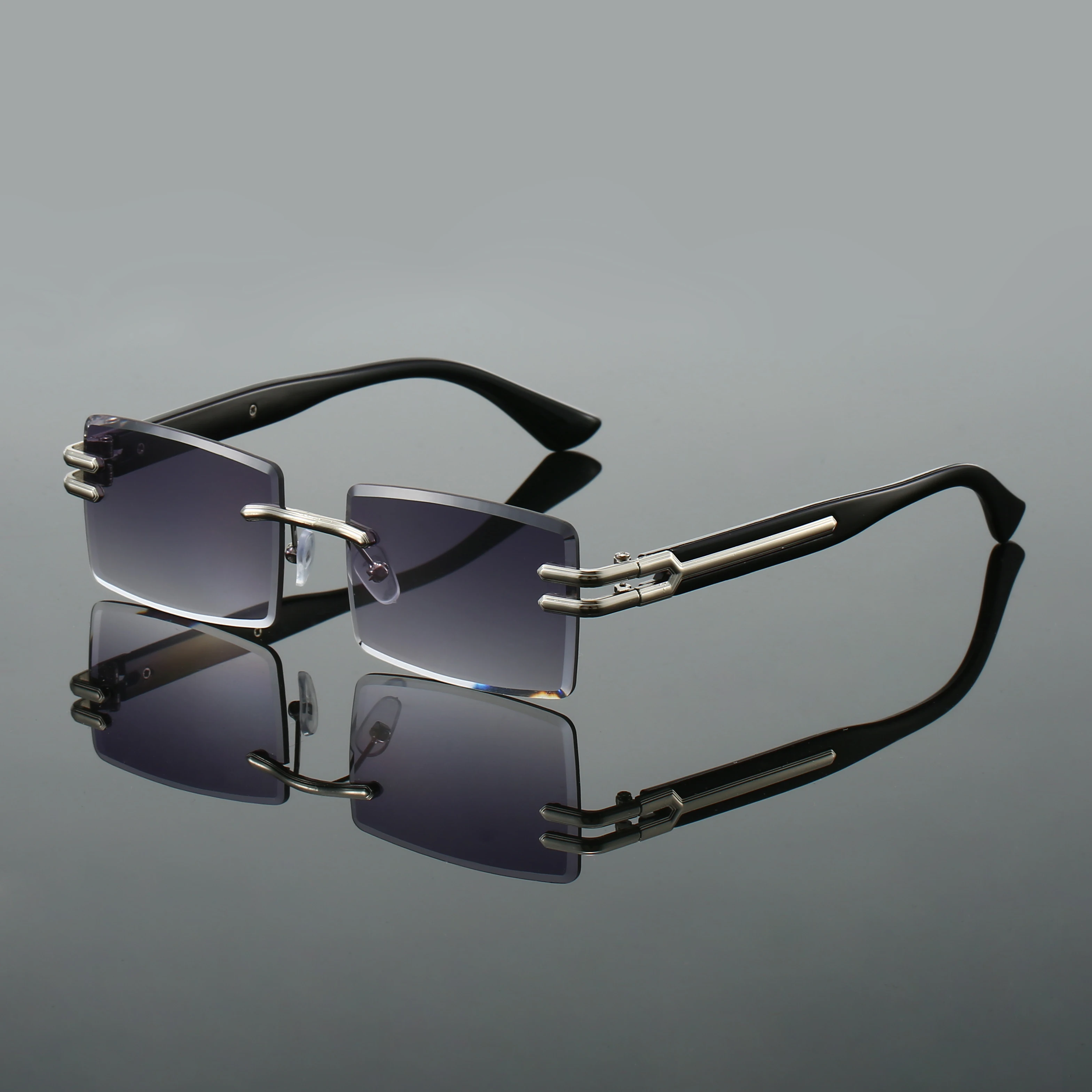 KAMMPT Retro Rectangle Black Shades Luxury Metal Men\'s Driving Sunglasses Stylish Brand Gradient Women\' Decor Sun Glasses