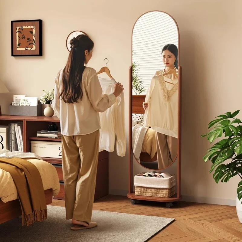 British hole plate full-length mirror rotating full-length mirror movable floor mirror