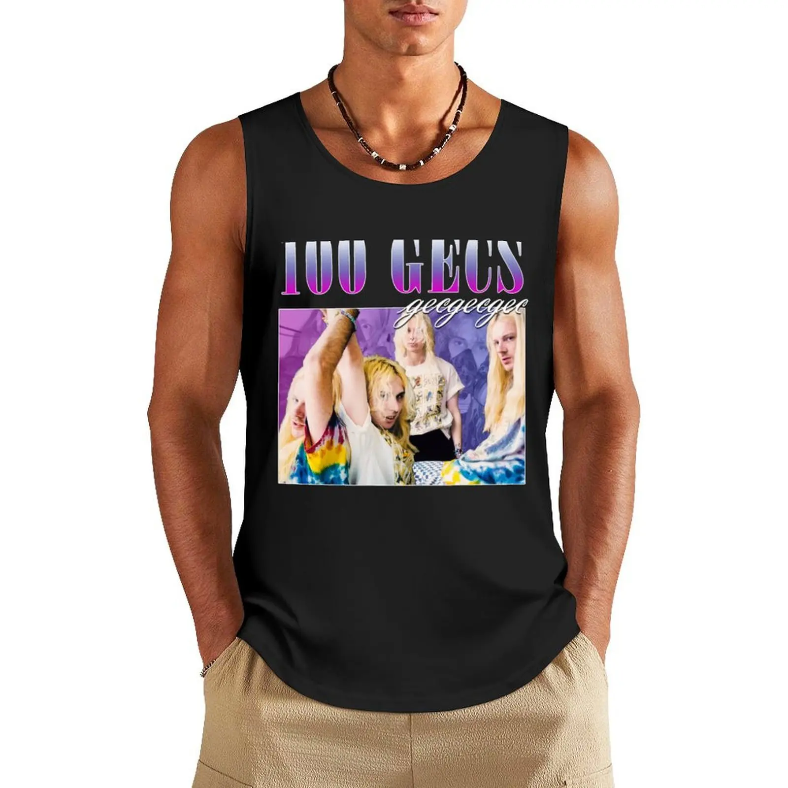 

100 GECS 90_S RETRO STYLE TEE Tank Top Sports clothing T-shirt Men's gym T-shirt man