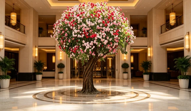 Large Artificial Rose Tree Simulation Pink/Red Flowering Tree for Garden Patio Wedding Decor UV Resistant No Fading