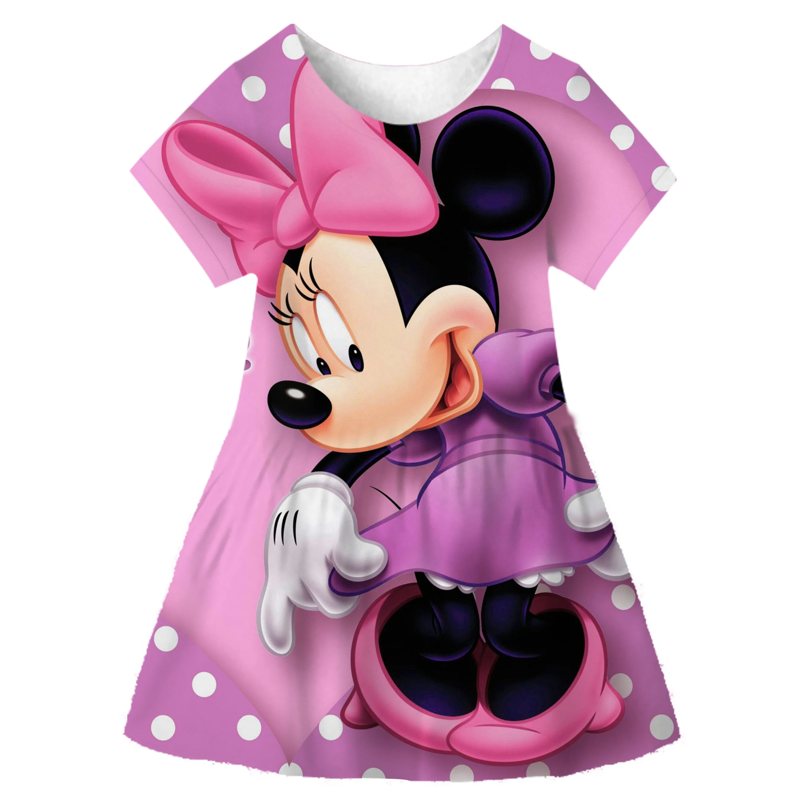 Girls Princess Dress For Kids Summer Cartoon Minnie Mouse 3D Short Sleeve Dresses Birthday Party Dress For Baby Toddler Clothes