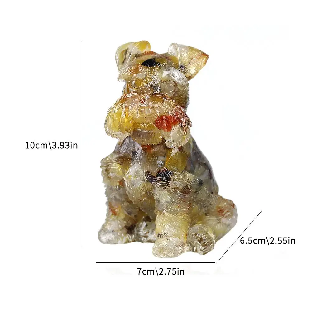 Natural Crystal Gravel Drip Glue Ornaments Schnauzer Cute Puppy Doberman Desktop Ornaments Study Living Room Decoration