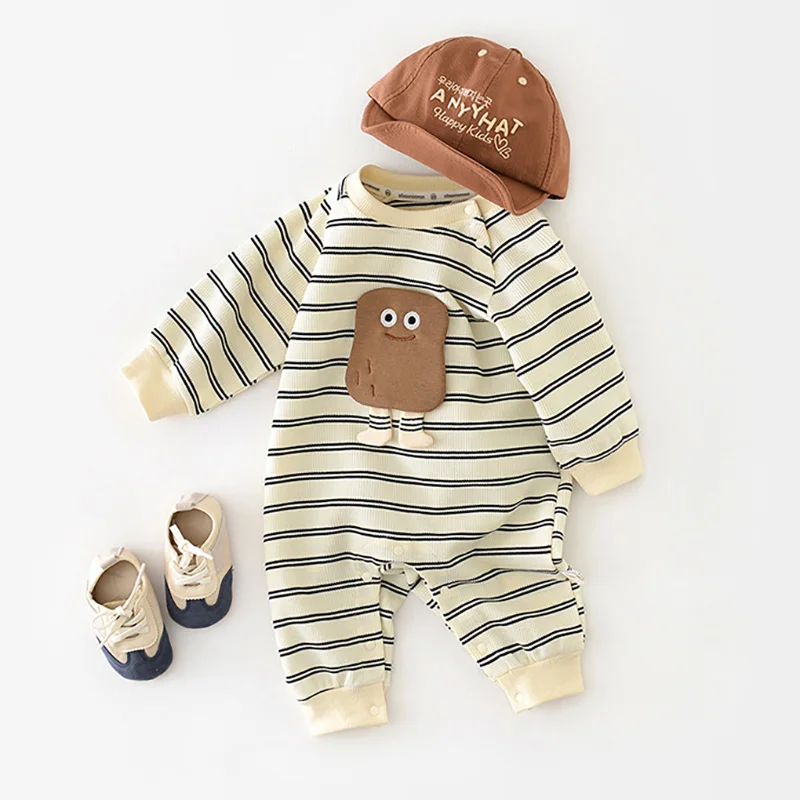 

Autumn Baby Boy Clothes Casual Striped Girls Jumpsuit Long Sleeve Infant Romper Cartoon Toddler Outfit Korean One-Piece Onesie