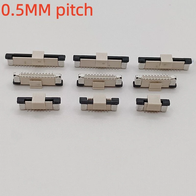 10PCS FPC/FFC flexible cable socket 0.5mm pitch 4P/5P/10- 30P with lock vertical patch cross dislocation pin