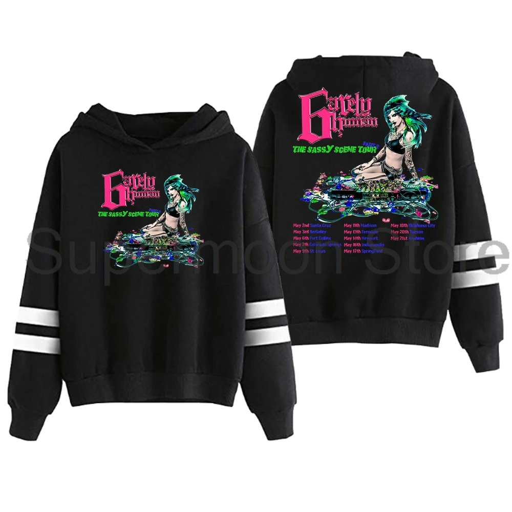 

6arelyhuman The Sassy Scene Tour 2025 Hoodie Pocketless Parallel Bars Sleeve Streetwear Men Women Hooded Sweatshirts