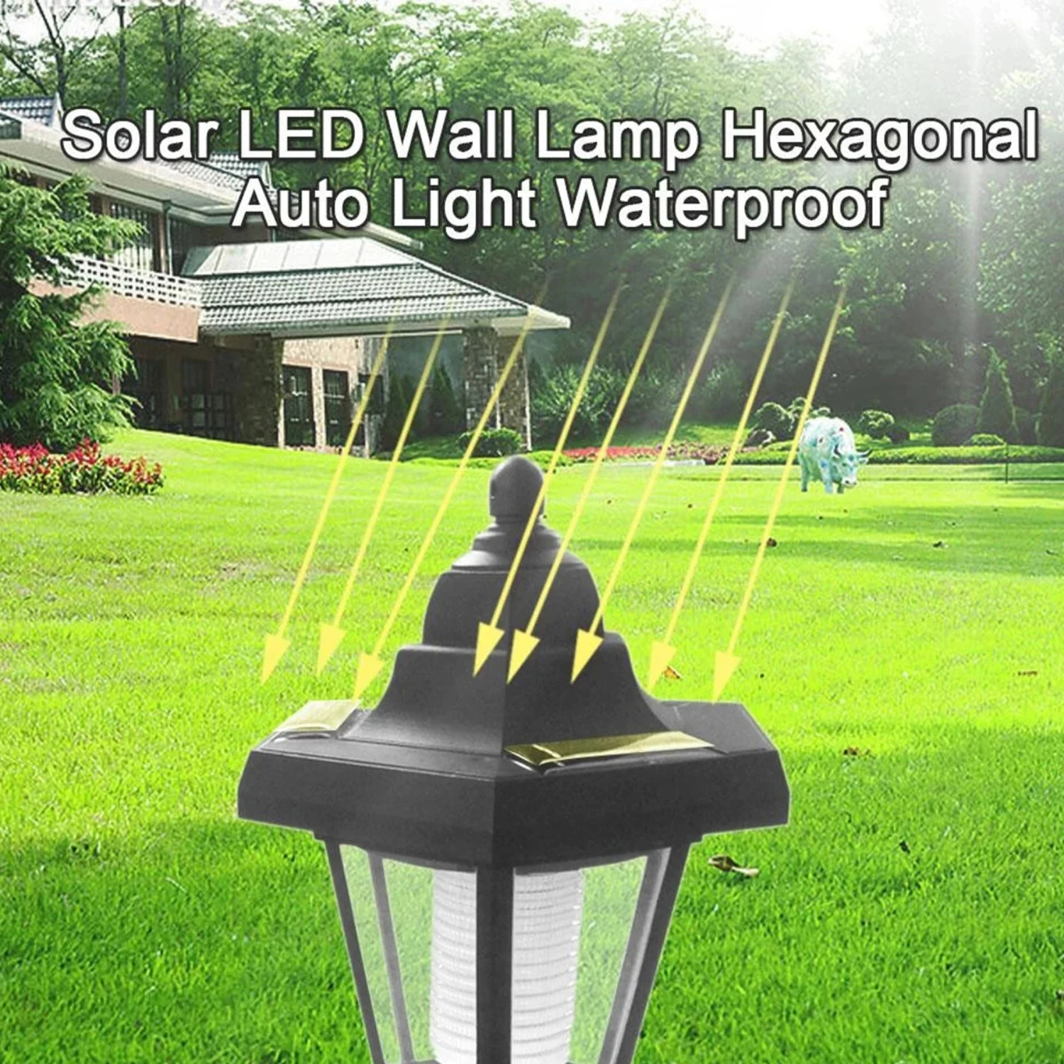 Beautiful Hexagonal LED Solar Garden Wall Lanterns - Waterproof Pair for Landscape Lighting - Decorative Outdoor Lights with Tim