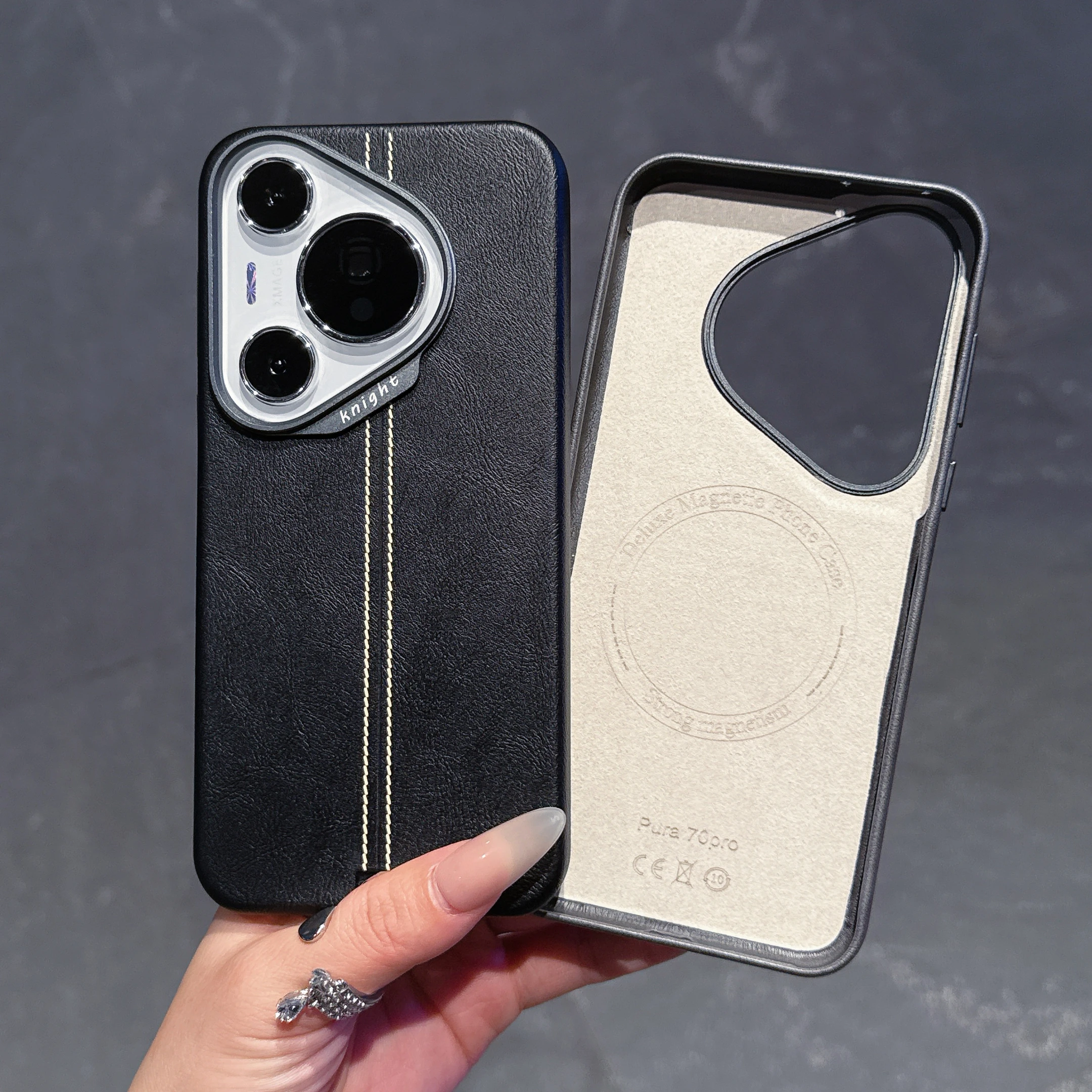 حافظة هاتف جلدية فاخرة للأعمال لهاتف هواوي بورا 70 برو P70 فائقة الصدمات مانعة للانزلاق لهاتف Magsafe غطاء خلفي Funda #2