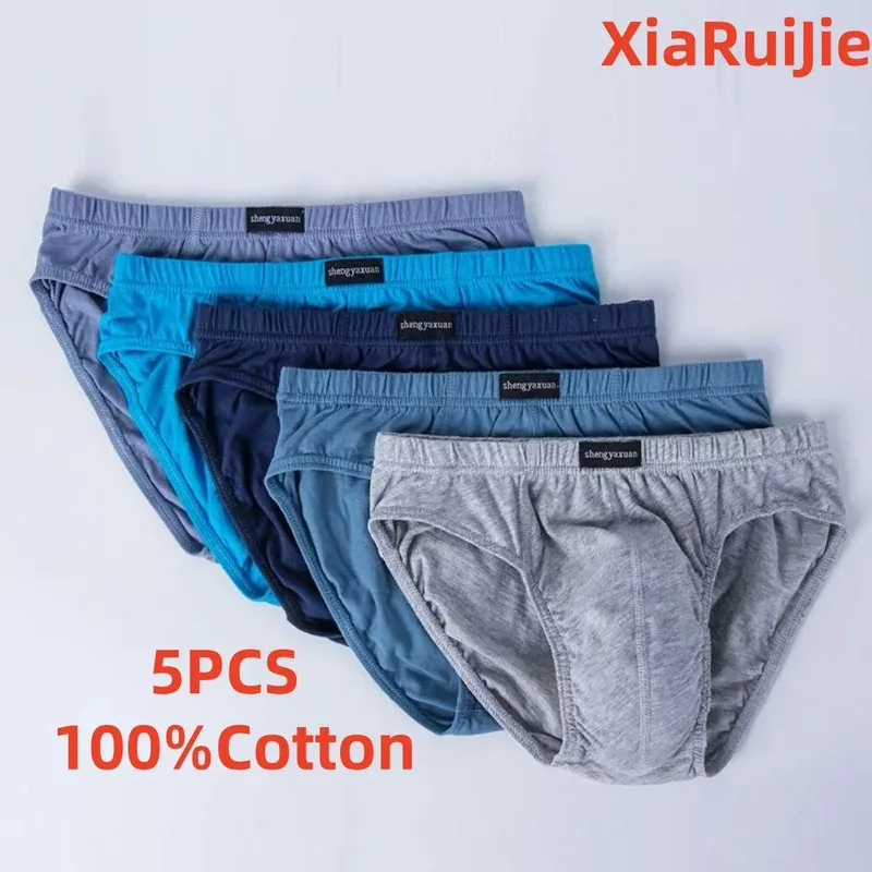 

5PCS Cotton Underpants for Men Briefs Male Underwear Knickers Panties Pant Shorts Sexy Undies in Sizes XL to 6XL 2/3/4/5 Pcs/Lot