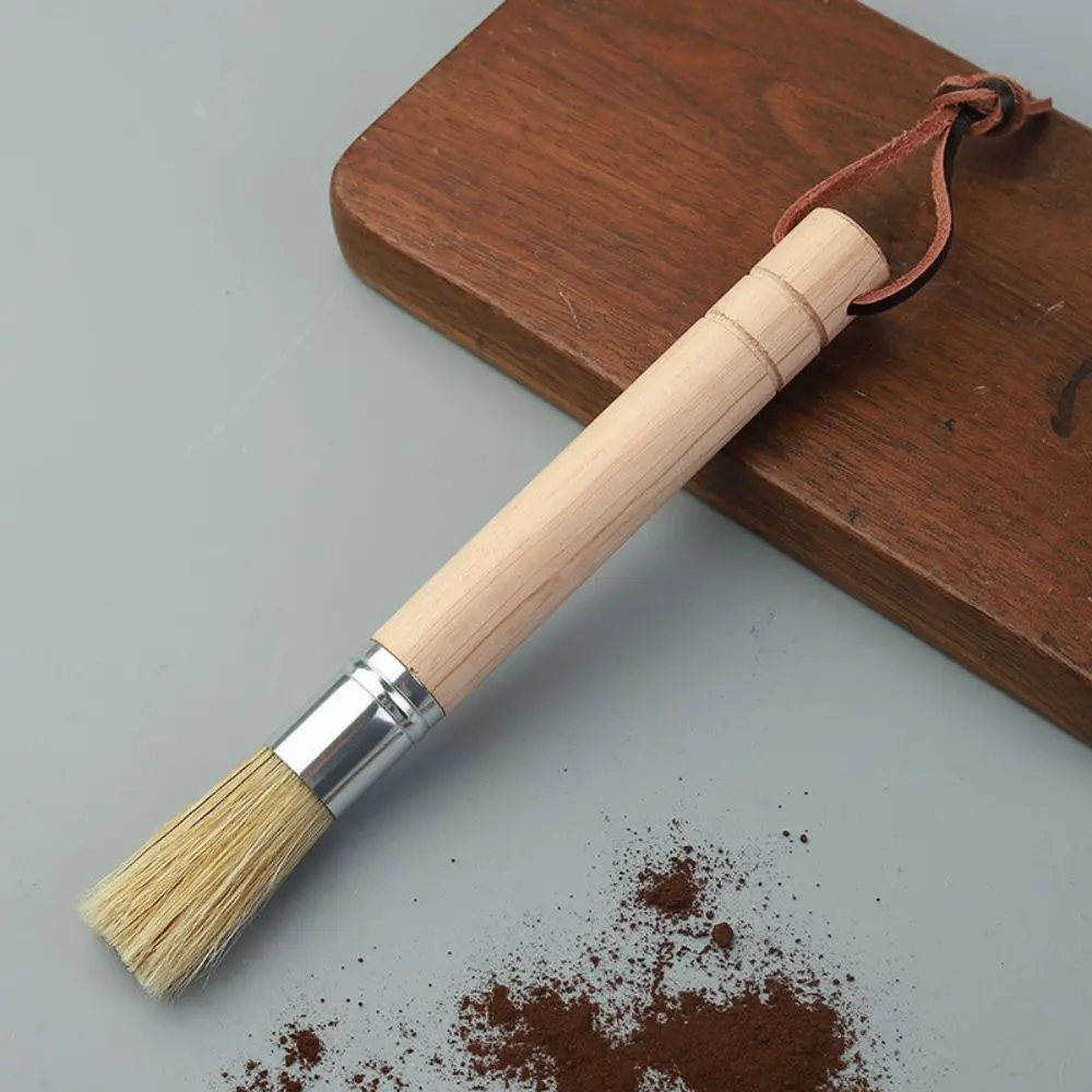 

Wood Handle Coffee Grinder Cleaning Brush Vintage Soft Espresso Brush Kit Multifunctional Natural Pig Bristle Brush
