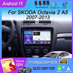Android15 For SKODA Octavia 2 A5 2007 2008 2009 2010 2011 2012 2013 Car Radio Navigation Multimedia Player DSP WIFI Auto Carplay