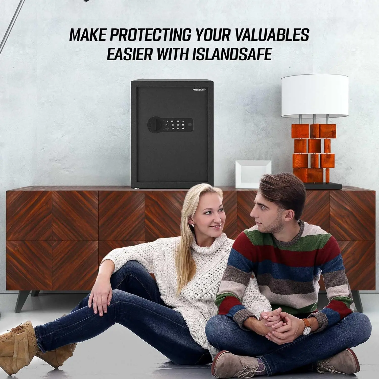 Security Safe Cabinet Personal Box, 1.7 Cuft with Digital Keypad Lock and Keys Safe Box for Cash Money Home Dorm Office Hotel Bu