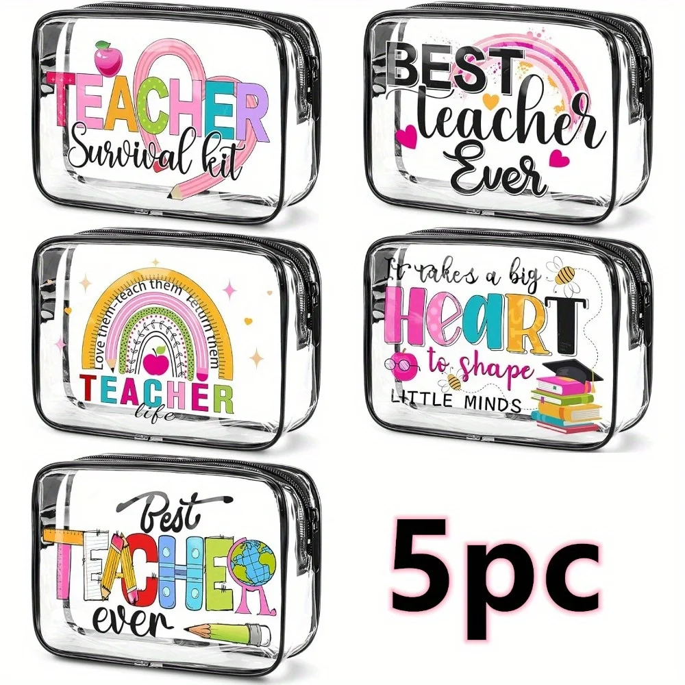 

5pcs Transparent Makeup Bag Survival Kit Beach Cruise Swimming Nurse Teacher Dance Cheer Gift Summer PVC Travel Toiletries Handb