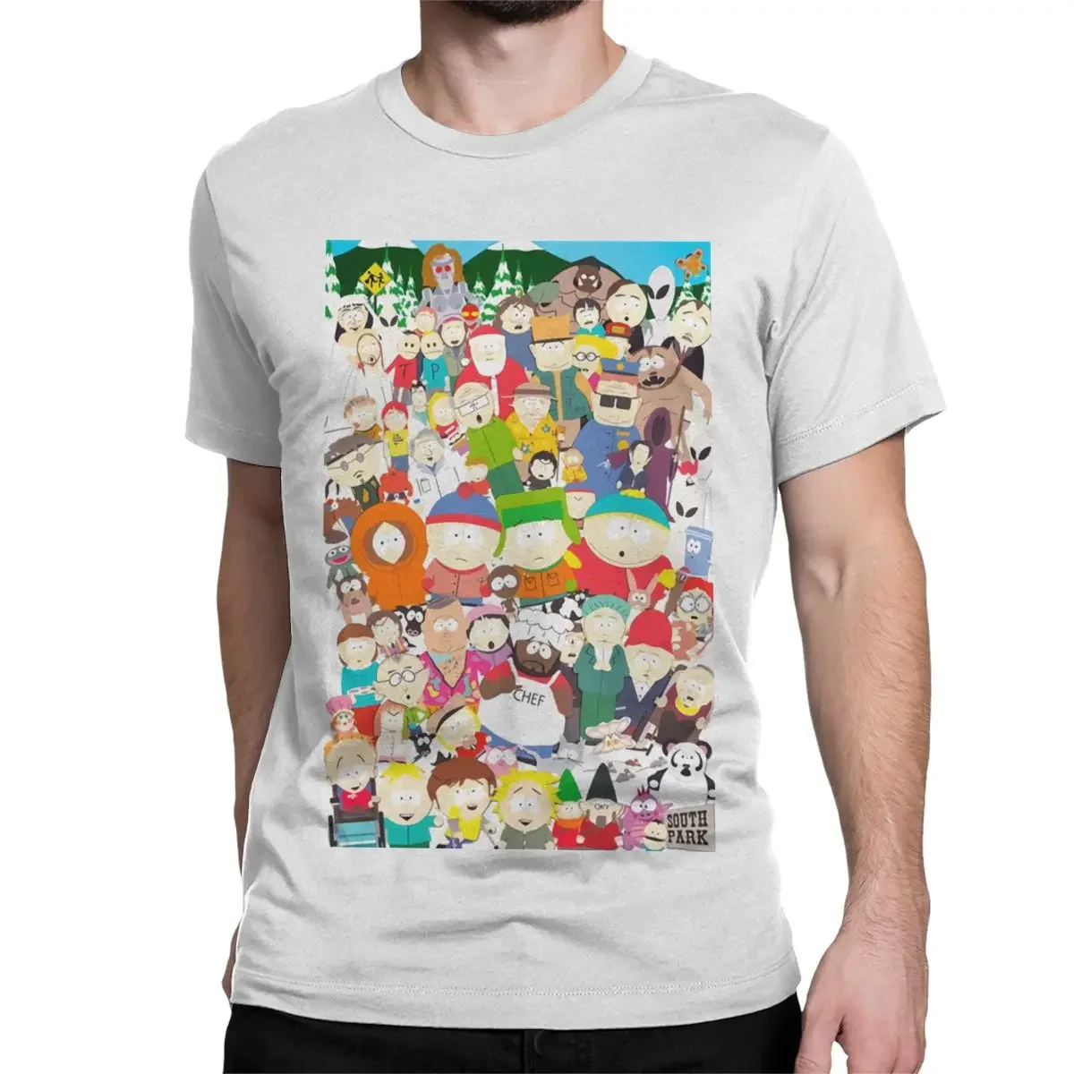 Crewneck Tee Short Sleeve Tops Gift Idea harajuku graphic Southpark Collage Cartoon Anime T Shirts for Men Cotton Funny T-Shirt