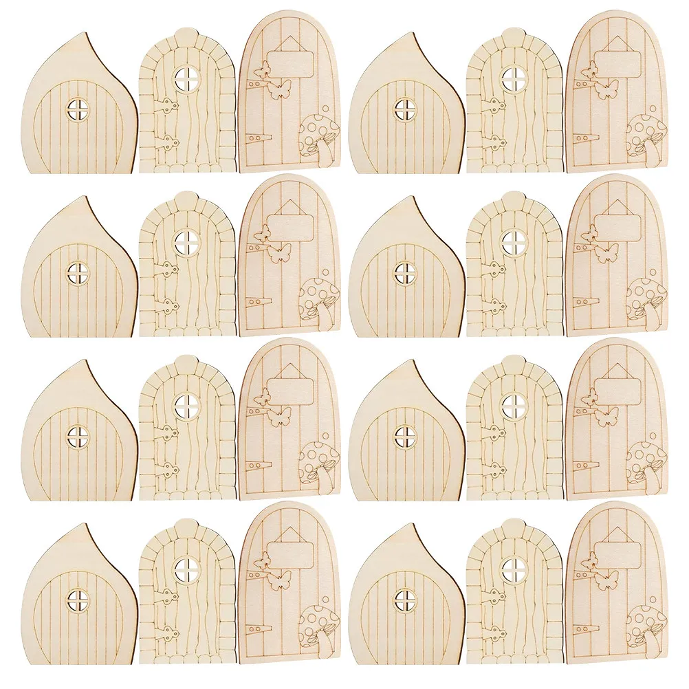 60Pcs Unfinished Mini Fairy Doors Natural Wood Blank for DIY Craft Fairy Garden Decor Wedding Office Accessories
