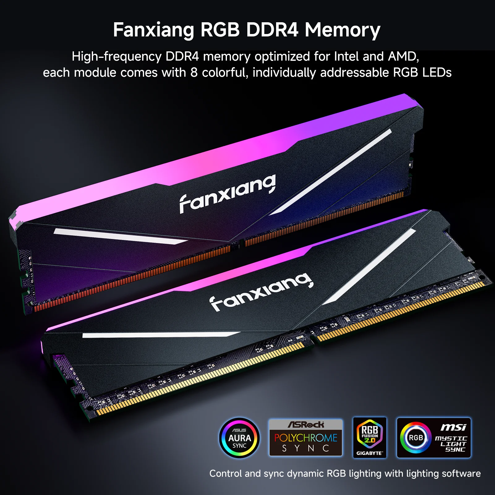 Fanxiang UD11 RGB Memory Ram DDR4 16GB 32GB 3200-3600MT/s Desktop Non-ECC Desktop Gaming Dual Channel RAM Memory Module For PC