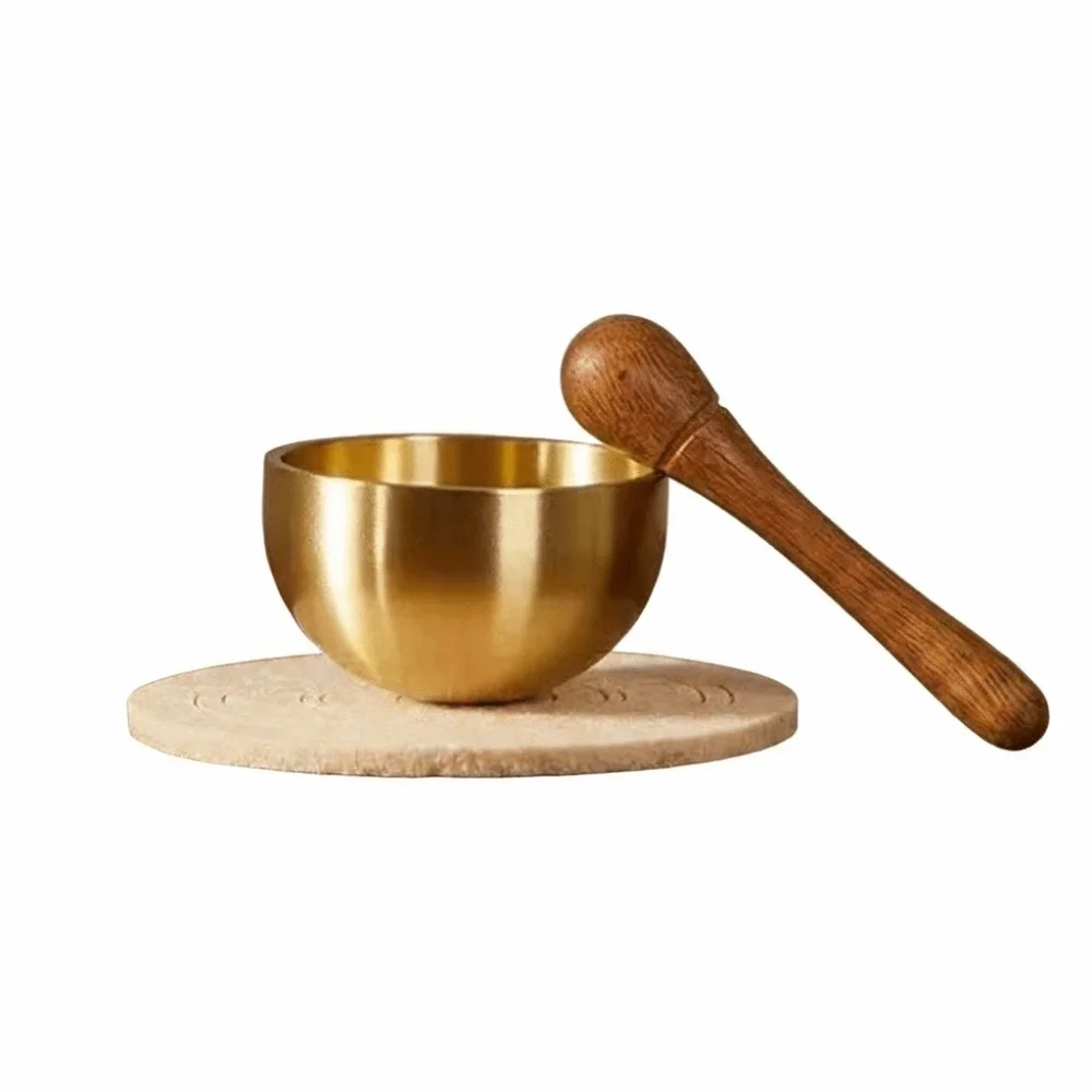Bol chantant miniature portable pour la relaxation et la guérison, avec baguette, utilisation thérapeutique, bol chantant tibétain, pratique de la pleine conscience