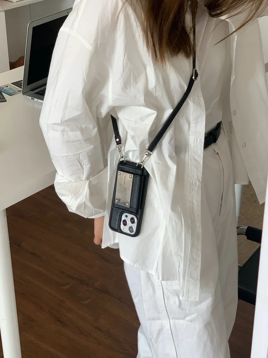 

Роскошный кожаный чехол для телефона FUTEE Bla со шнурком через плечо, полная защита для 6Promax 5 4 3, защита от падения...