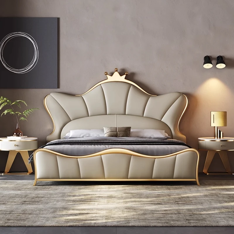 

Modern Light Luxury Bed Bedroo Double Wedding Italian Minimalist Girl Princess Bed Sleeping Fashion Muebles Lounge Furniture