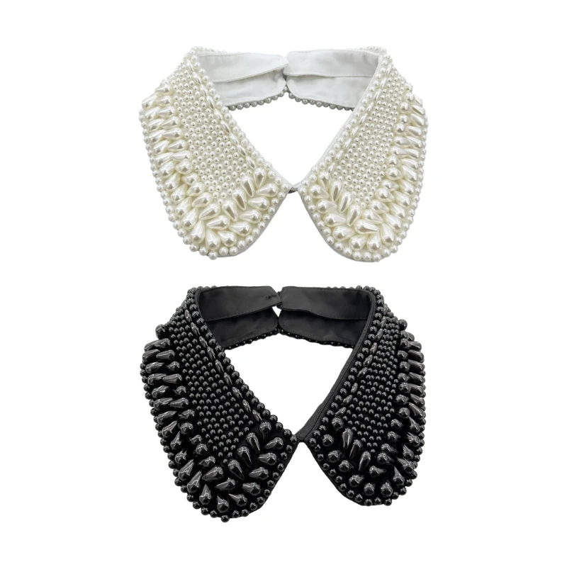 

Pearls Laple Shawl for Lady Girl Shawl Faux Collar Delicate Peterpan Collar Drop shipping