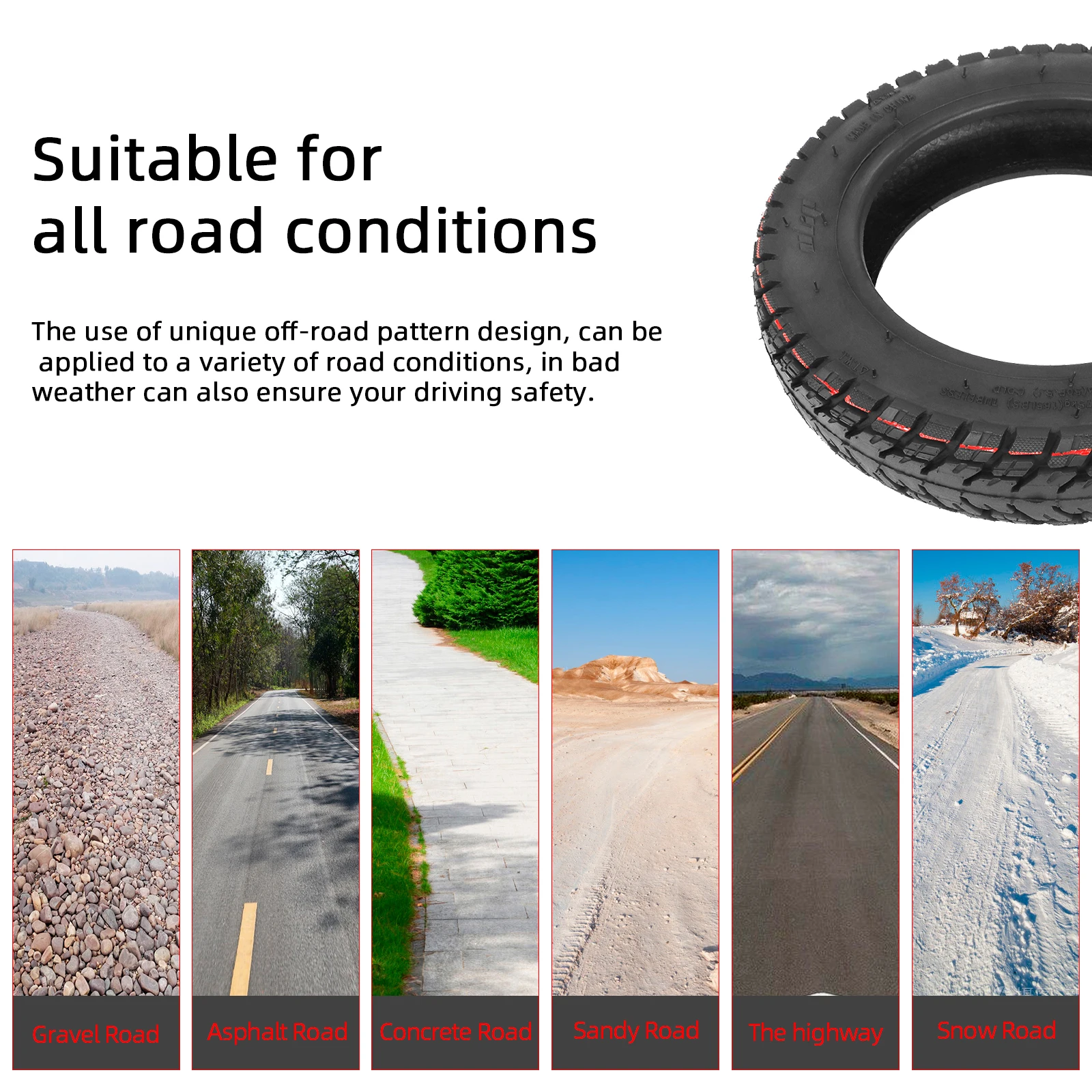 Ulip 10Inch Off-road Tire Upgrade 10x2-6.1 for Xiaomi M365 1S Pro2 Mi3 Scooter 10*2-6.1 Anti-slip Thickened Tubeless Tires Parts