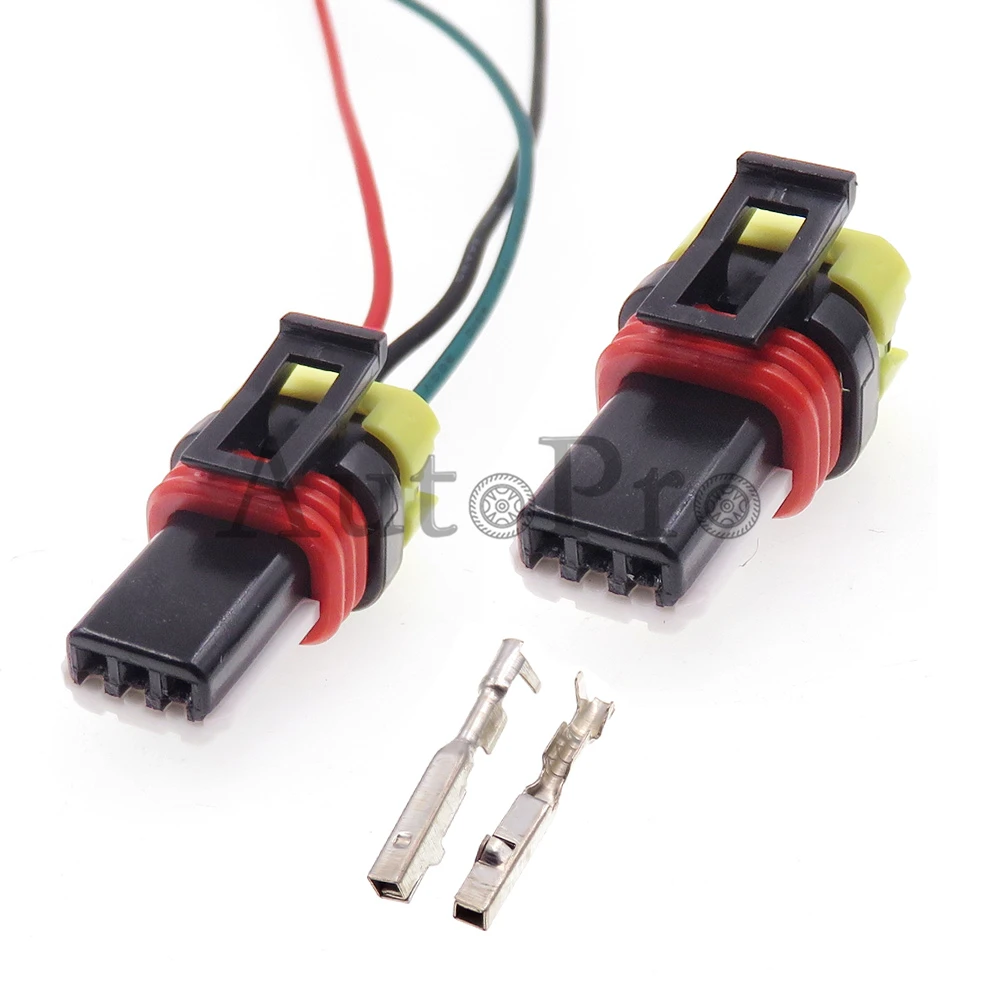 1 Set 3 Hole Auto Starter Headlight Cable Socket With Terminal Car Light Height Adjustment Motor Plug 1-936527-2