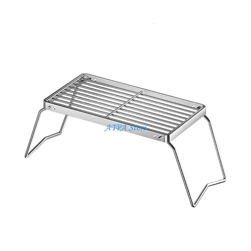 U13C Folding Camping Grills Support 100kg Stainless Steel Texture for Outdoor Cooking