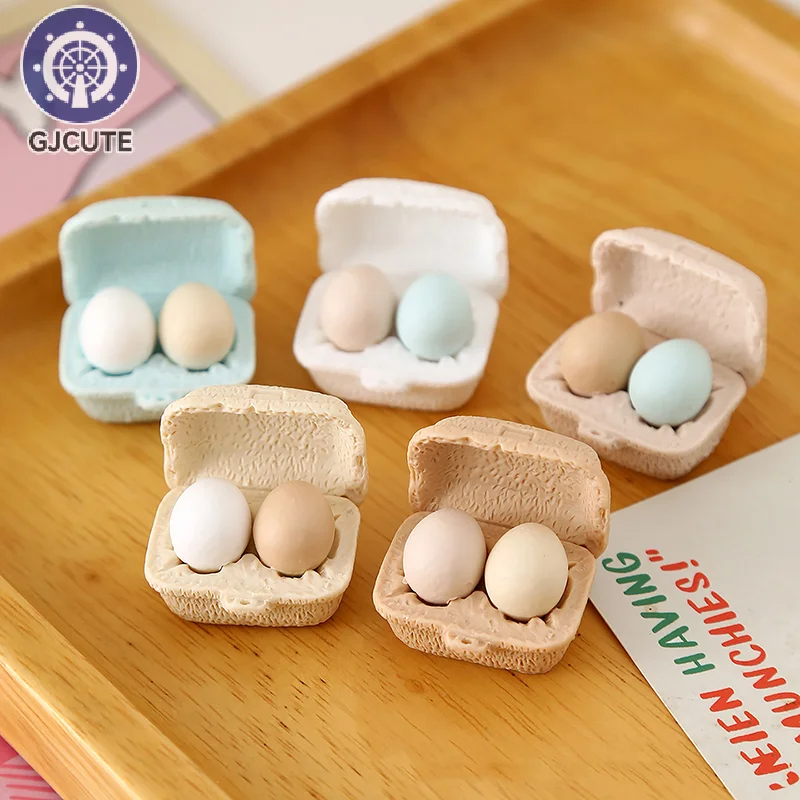 3 Boxes Dollhouse Simulation Eggs Miniature Mini Eggs With Tray Dollhouse Kitchen Accessories Model Toys Kitchen Decor