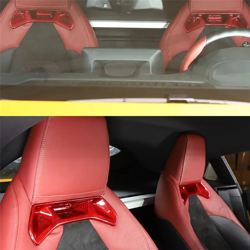 

Easy To Use Carbon Fiber Red Car Seat Backrest Cover Trim Stickers For Toyota Supra GR A90 A91 MK5 2019-2022 Parts Accessories