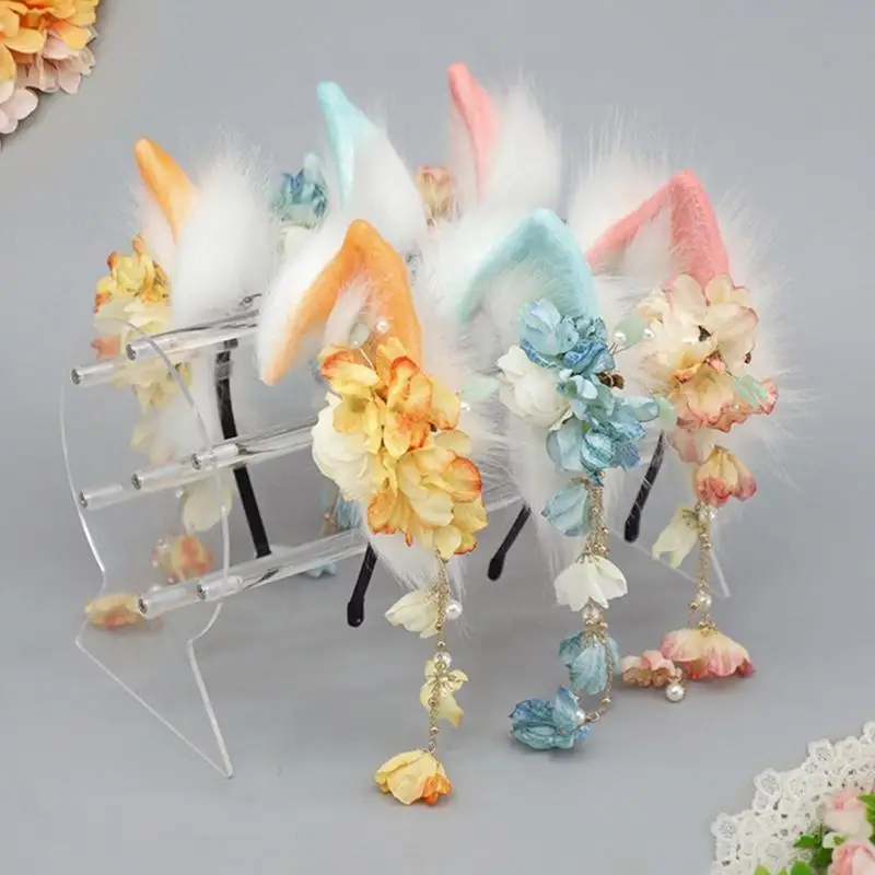 

39BB Elastic Headbands With Soft Cats Wolf Ears For Anime Costume Anime Styling Hair Accessory Comforrable Hairband