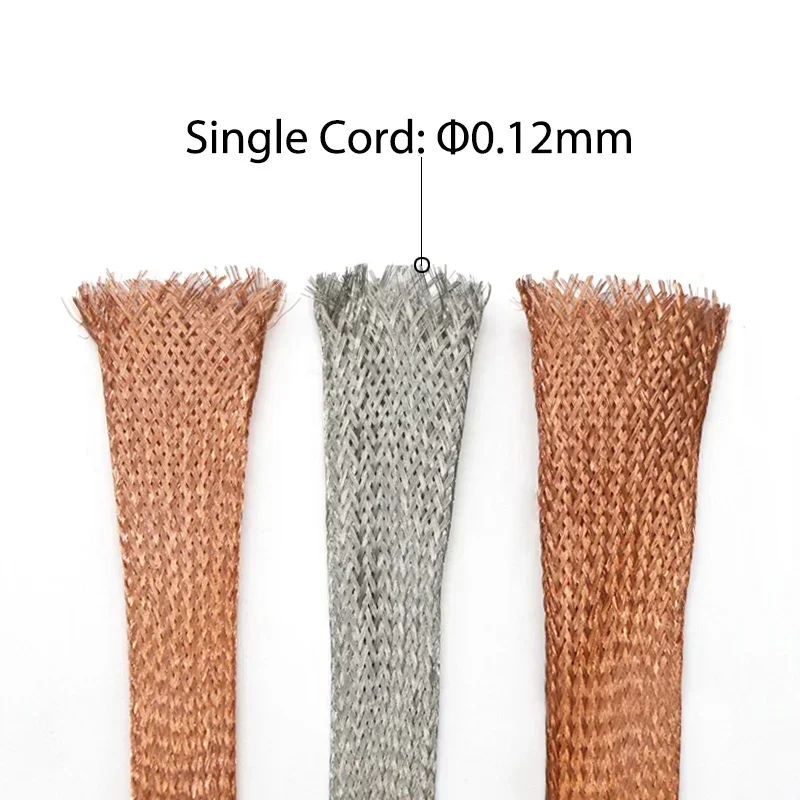 1/2/5M Copper Braided Sleeve Tinned Plating 2~28 mm Expandable Screening Signal Wire Protector DIY Shielded Metal Cable Sheath