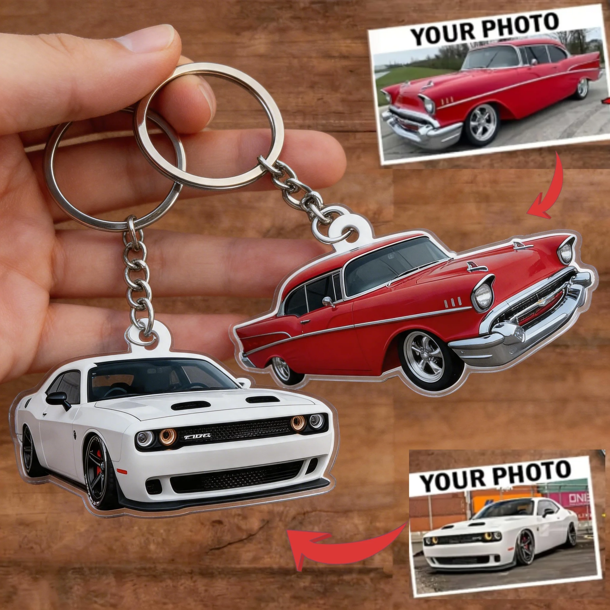 Personalisierter Auto-Foto-Acryl-Schlüsselanhänger, individuelles klassisches Sportwagen-Porträt, Schlüsselanhänger, Auto-Geschenk für Männer, Auto-Enthusiasten