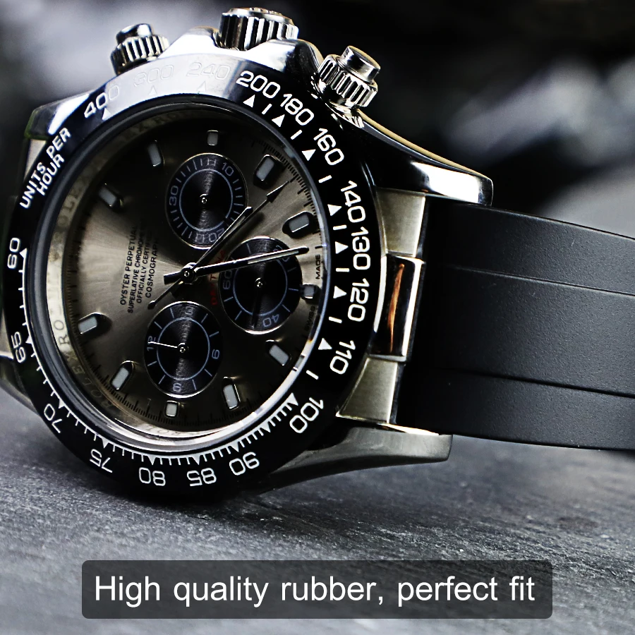 Adjustable 20mm Rubber Watchband For Rolex Strap Submariner Daytona GMT OYSTERFLEX DEEPSEA SEAMARSTER Glidelock Watch Bracelet