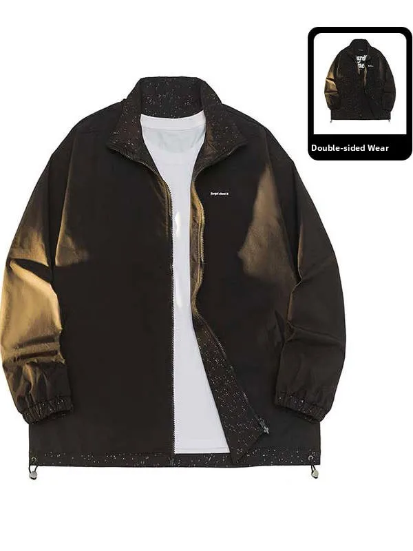 

Мужская повседневная куртка-поло с воротником-стойкой, модная универсальная модель из полиэфирного волокна, весна-осень, свободный крой