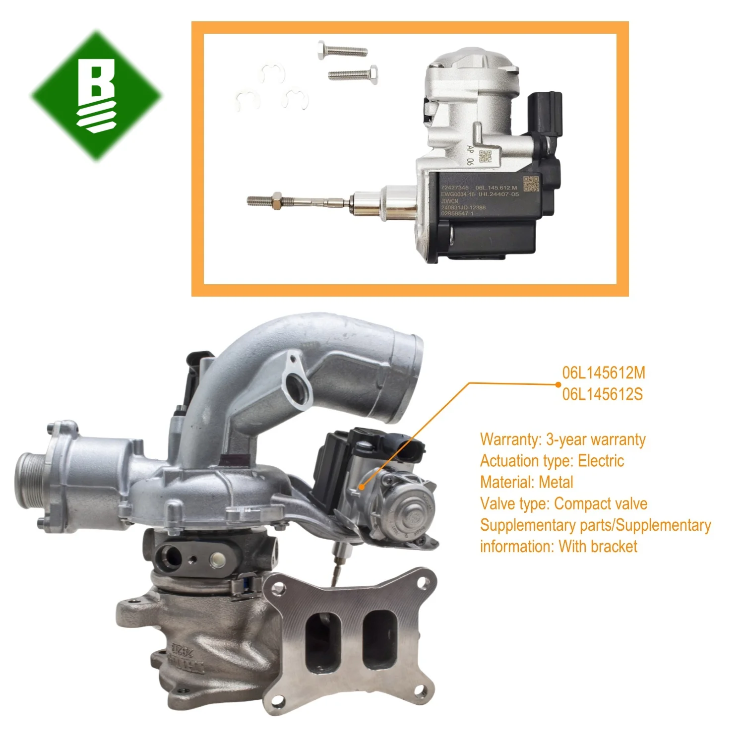 06L145612M (short Rod) Is Applicable To Audi Volkswagen Turbocharger Electronic Actuator 06L145612S