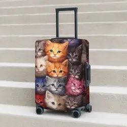 Funda de equipaje práctica de gatos coloridos, animal lindo, protección de negocios, vacaciones