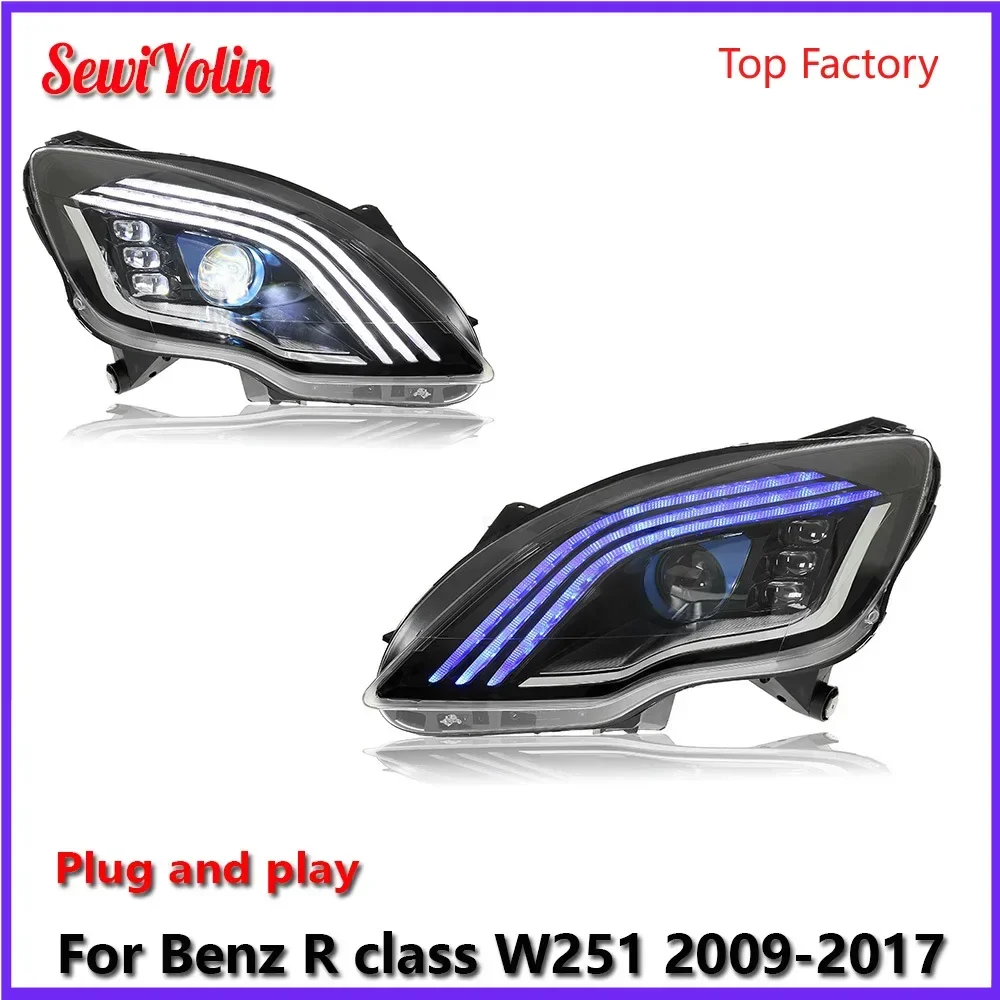 

Car LED Headlight Light Assemblies For Benz R Class W251 2009-2017 Auto Fog DRL Brake Turn Signal Lamp Plug And Play