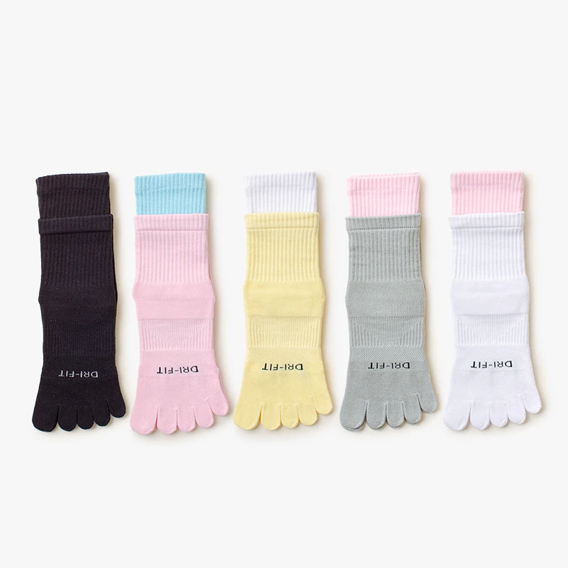 5 Pairs Women Sports Five Finger Socks 100% Cotton Breathable Moisture-Wicking Outdoors Running Socks Indoor Yoga Socks